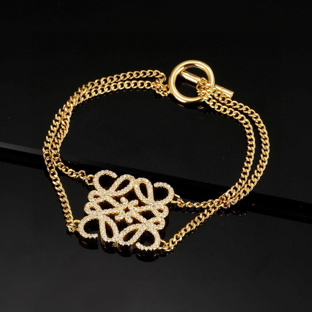 [TOP] LOEWE Logo Bracelets - Gold