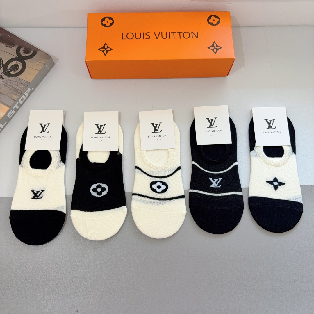 [TOP] Louis Vuitton LV Socks - 5 Pieces as a Set