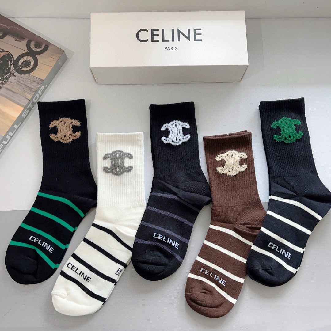 [TOP] CELINE Socks - 5 Pieces as a Set