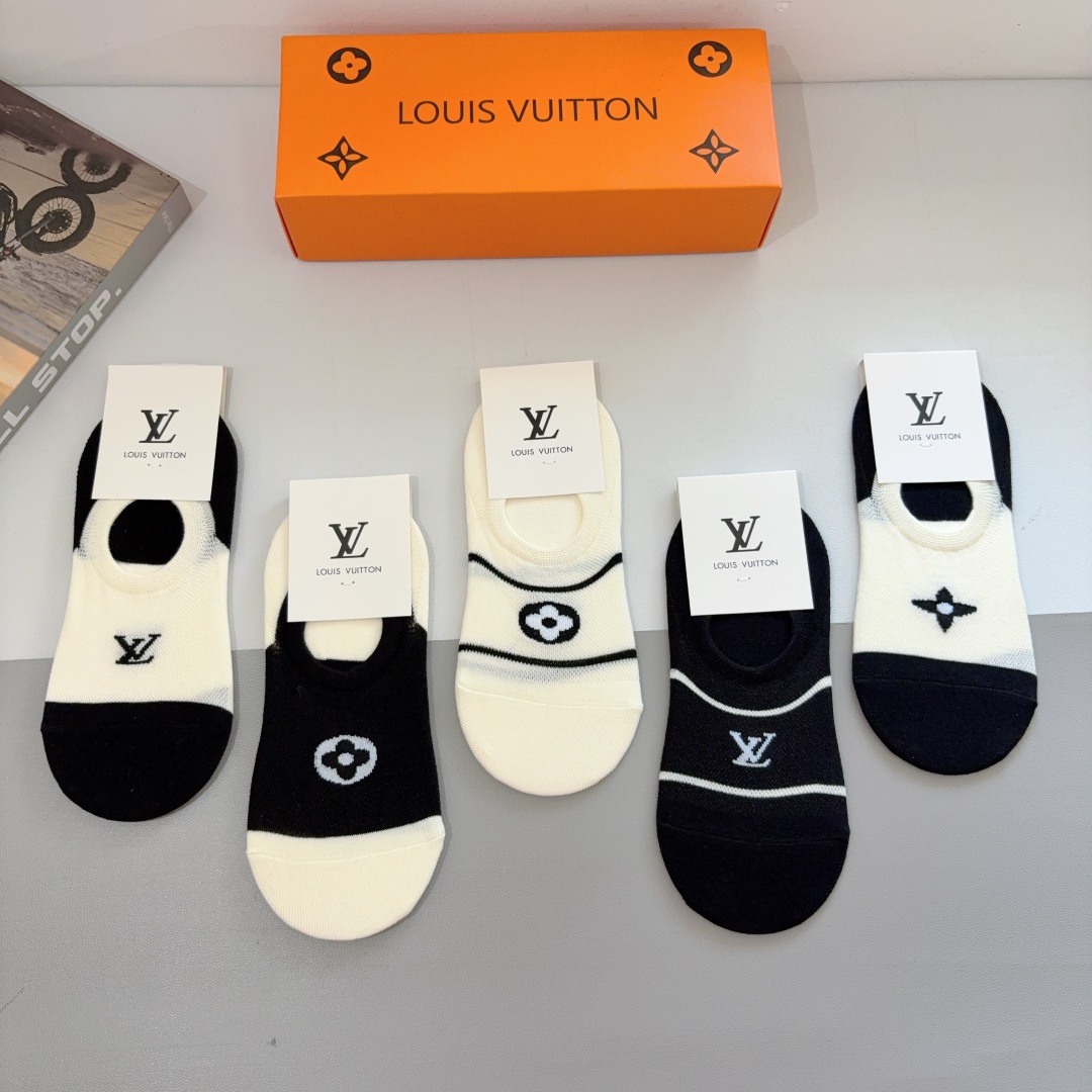 [TOP] Louis Vuitton LV Socks - 5 Pieces as a Set