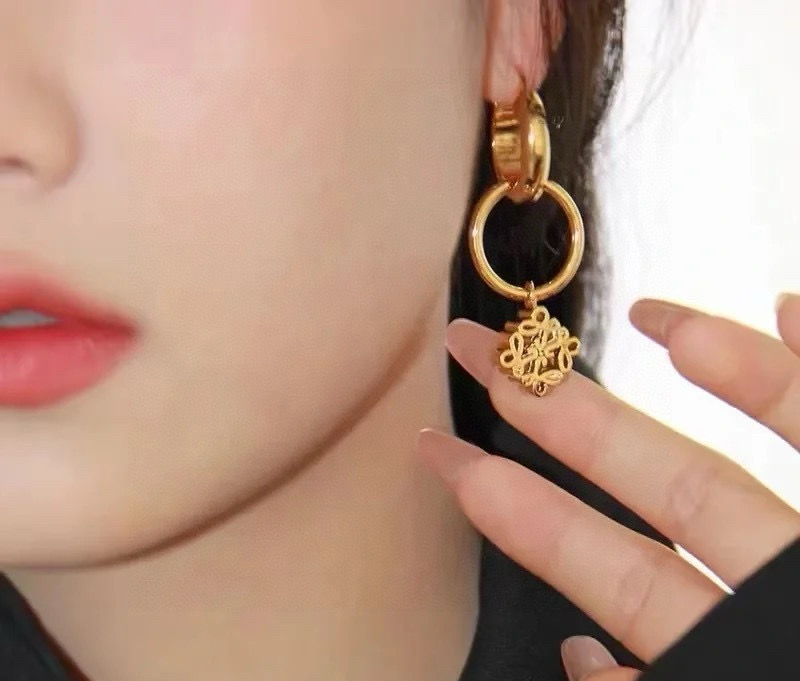 [TOP] LOEWE LOGO Earrings - Gold