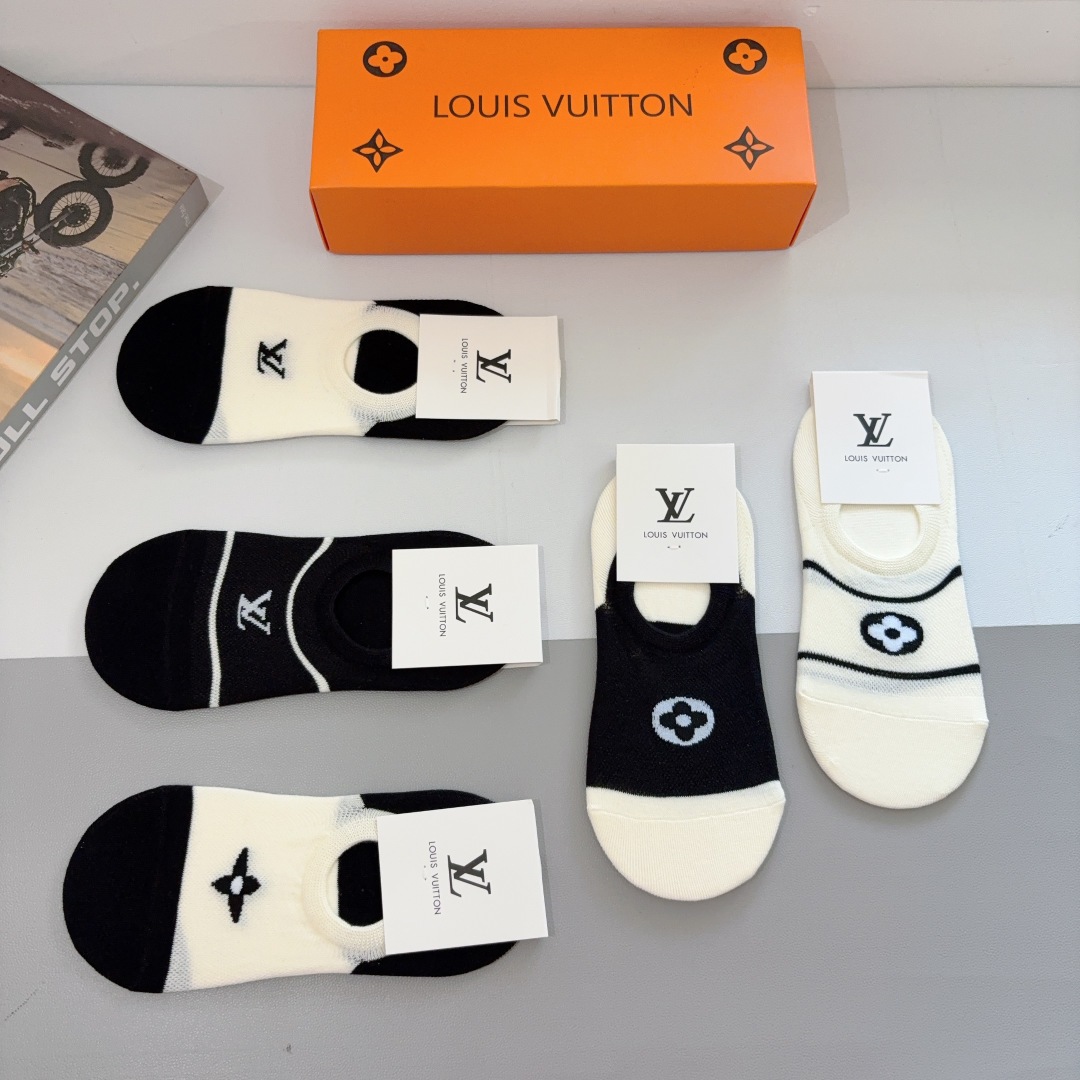 [TOP] Louis Vuitton LV Socks - 5 Pieces as a Set
