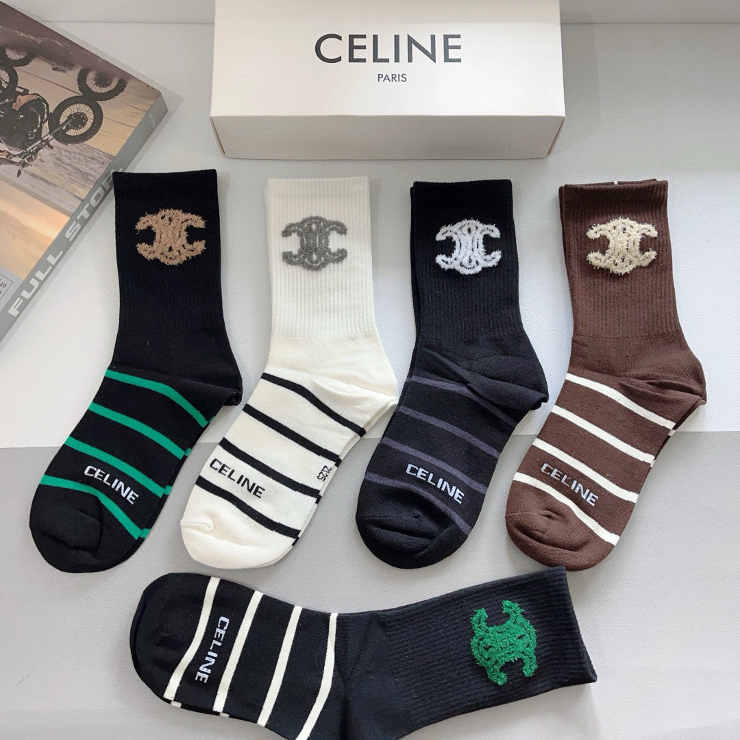 [TOP] CELINE Socks - 5 Pieces as a Set