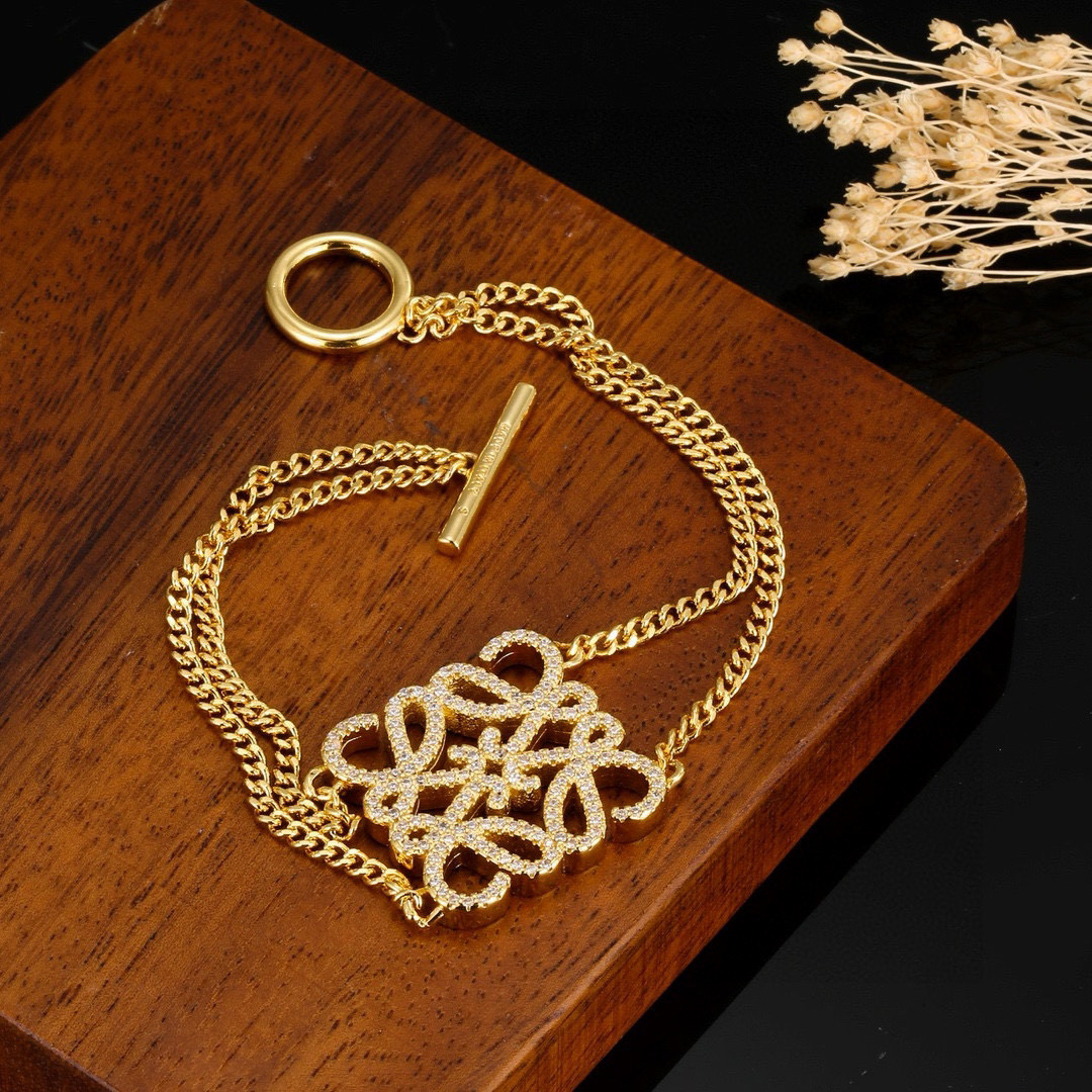[TOP] LOEWE Logo Bracelets - Gold