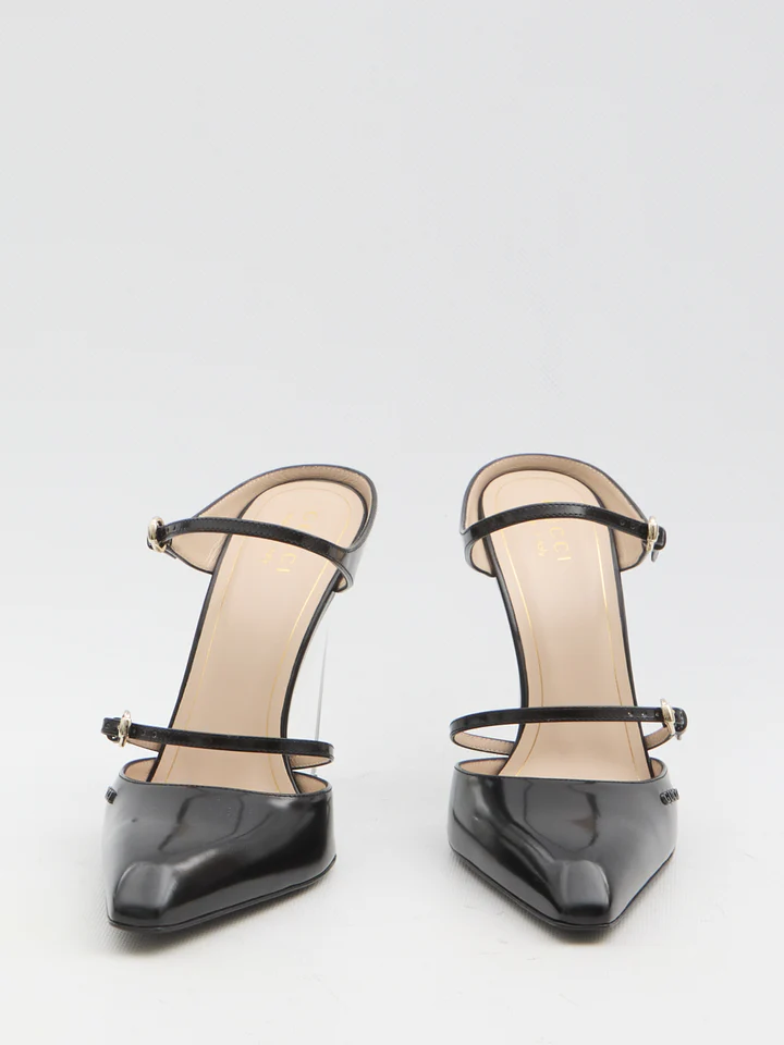 [TOP] GUCCI Mules With Transparent Wedge Heel - Black