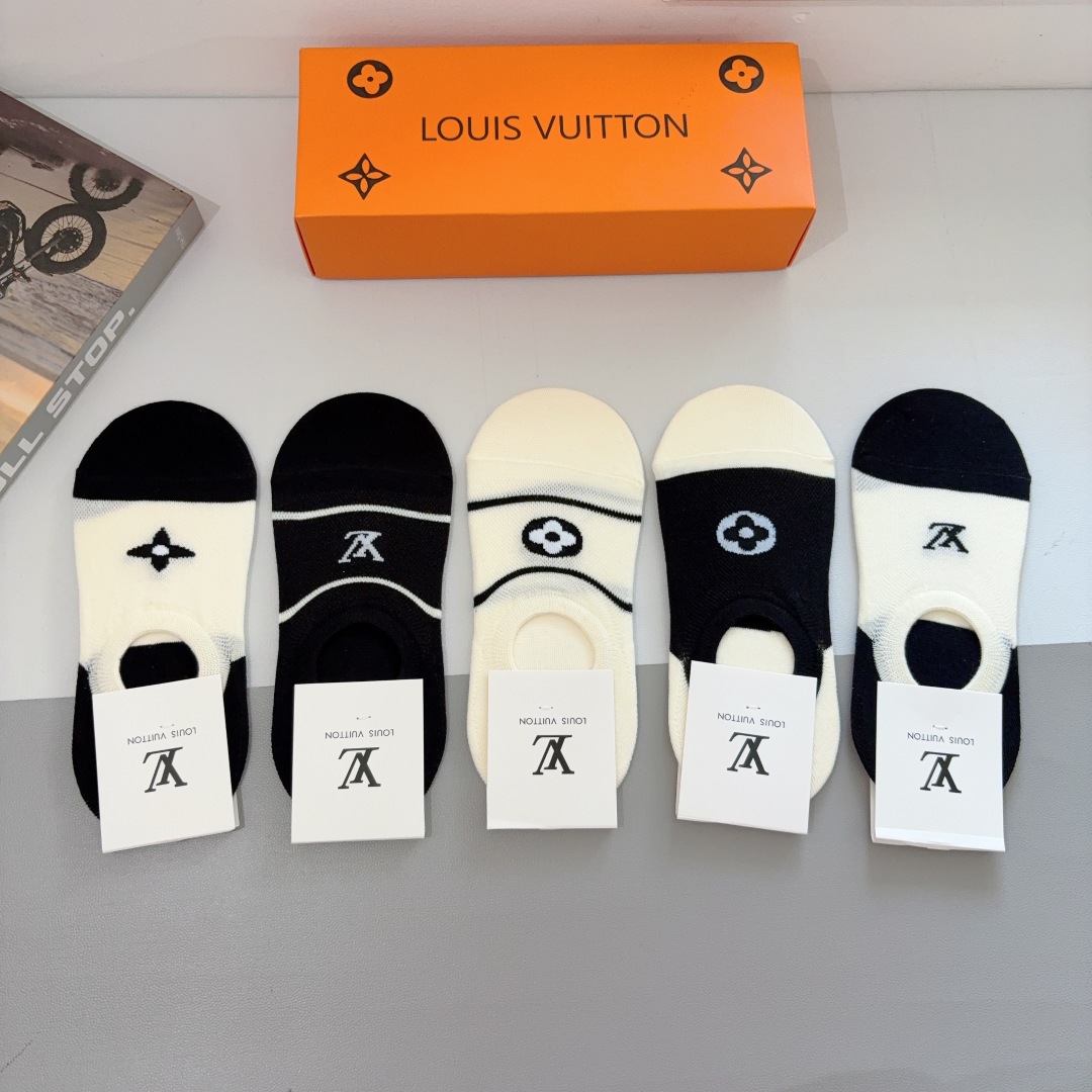 [TOP] Louis Vuitton LV Socks - 5 Pieces as a Set