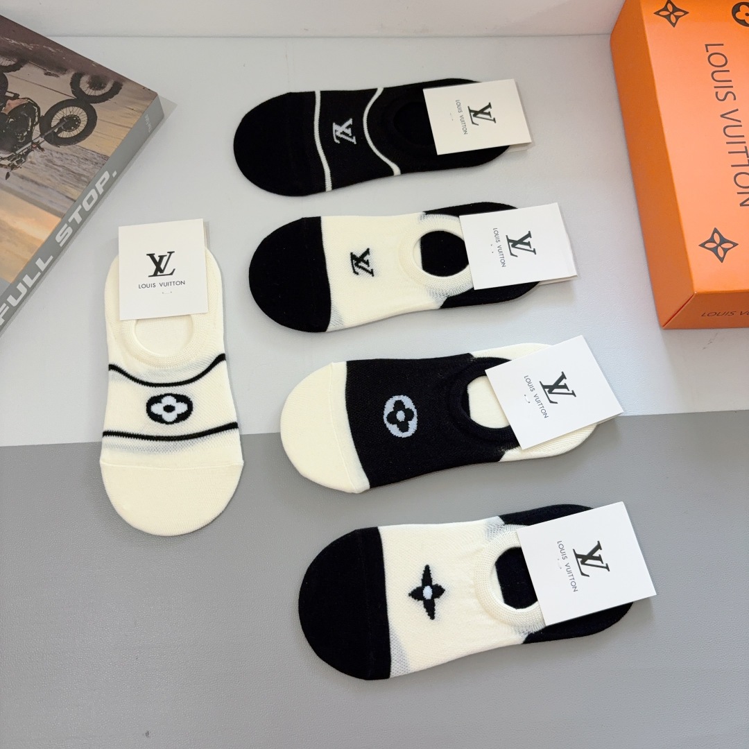 [TOP] Louis Vuitton LV Socks - 5 Pieces as a Set