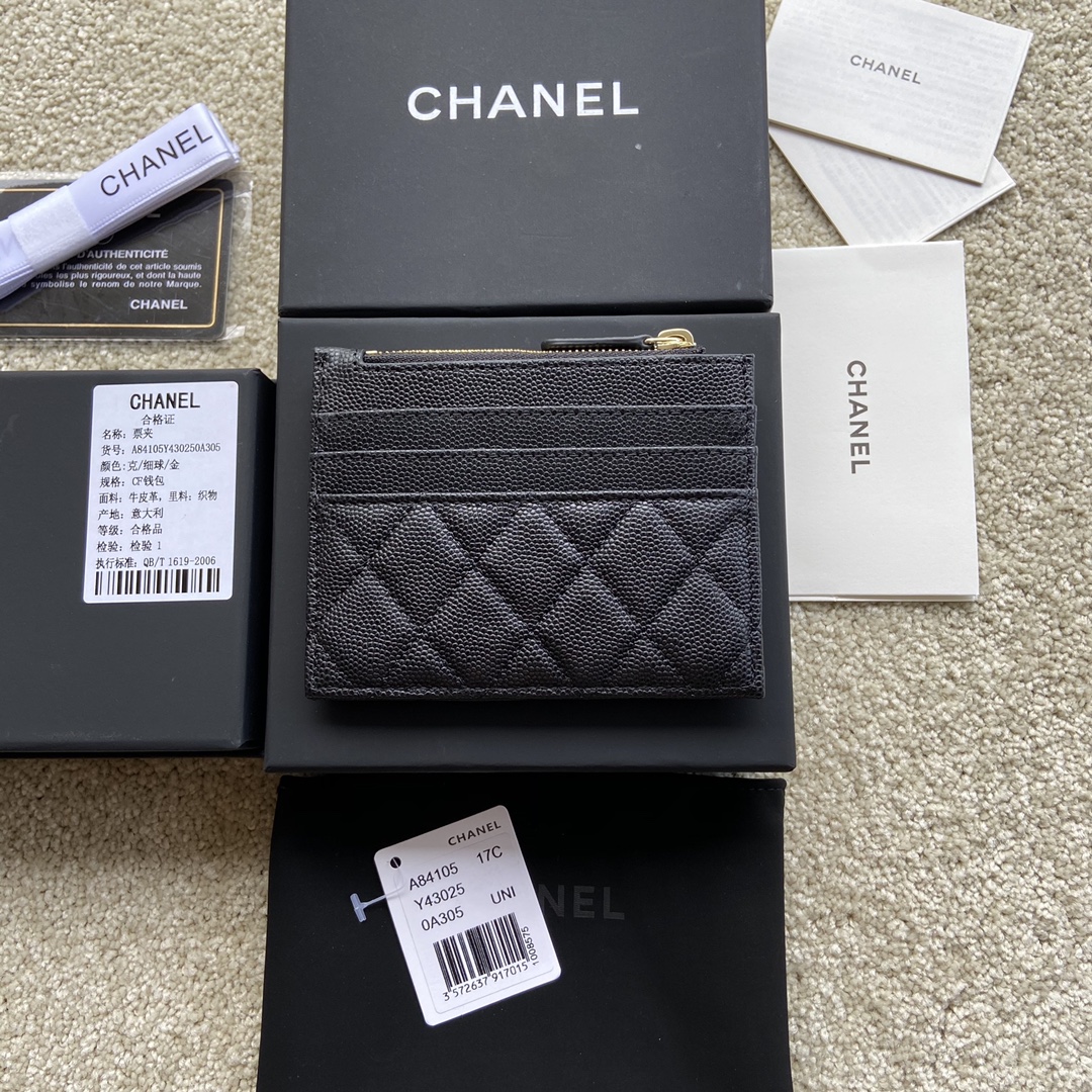 [TOP] CHANEL Cardholder Calfskin 11.5x9cm - 2 Color & GHW/SHW