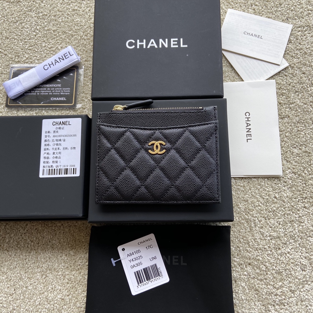 [TOP] CHANEL Cardholder Calfskin 11.5x9cm - 2 Color & GHW/SHW