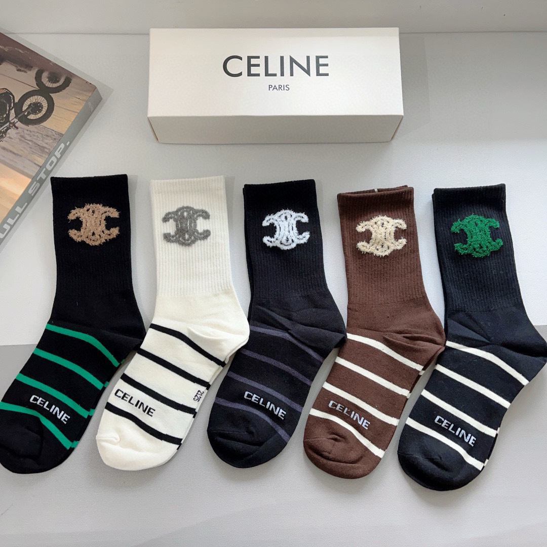 [TOP] CELINE Socks - 5 Pieces as a Set
