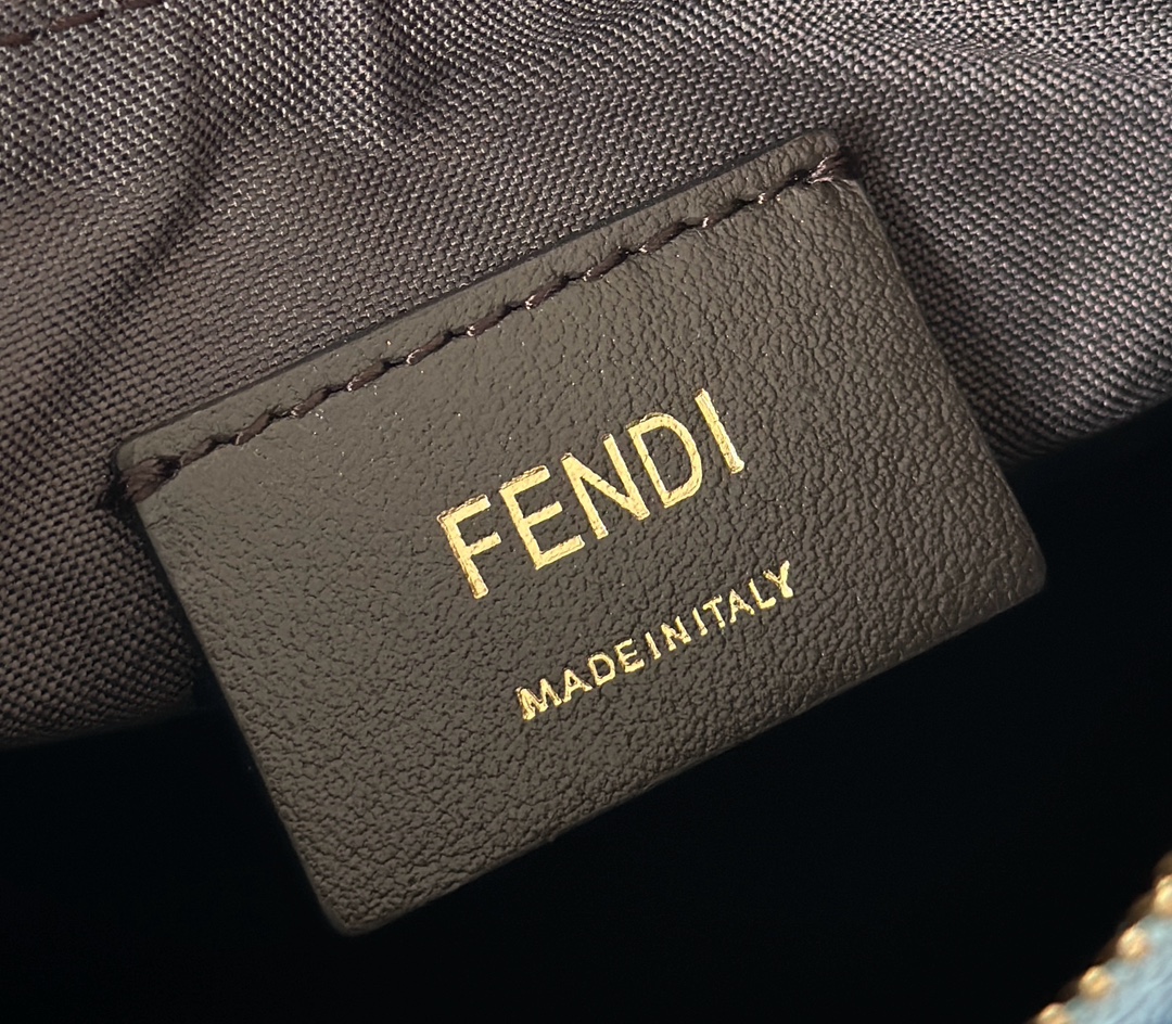 [TOP] FENDI Fendigraphy Bags Crescent Moon Bag 20x7x13cm - Denim Blue&GHW