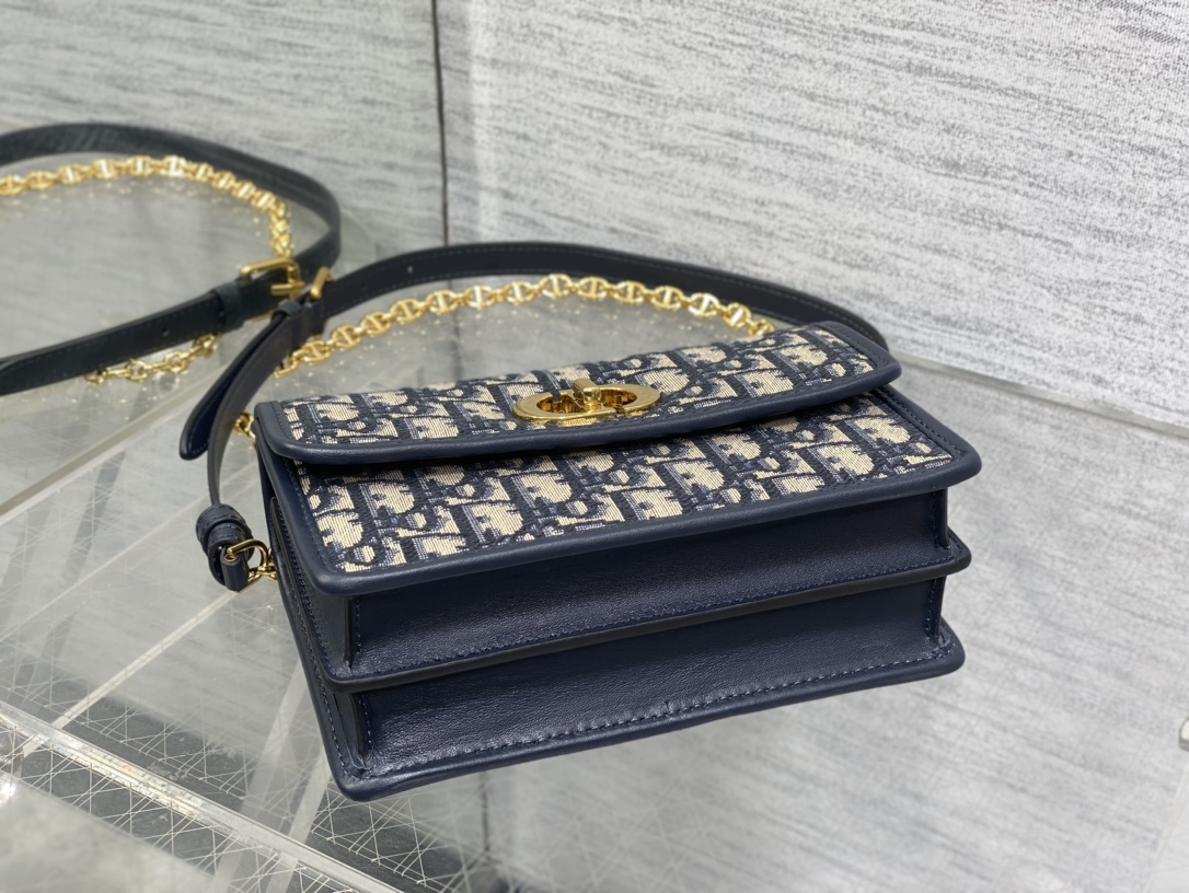 [TOP] Christian Dior Caro Mini Bag 18×12×5.5cm - Navy Blue