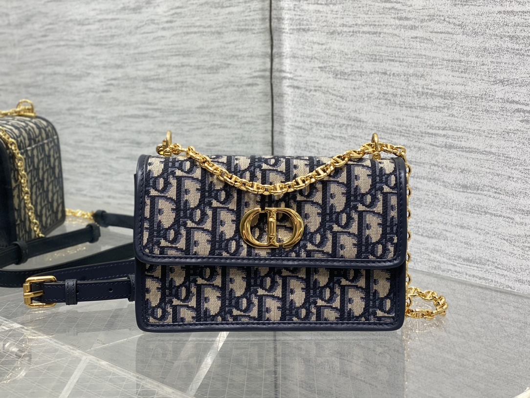 [TOP] Christian Dior Caro Mini Bag 18×12×5.5cm - Navy Blue