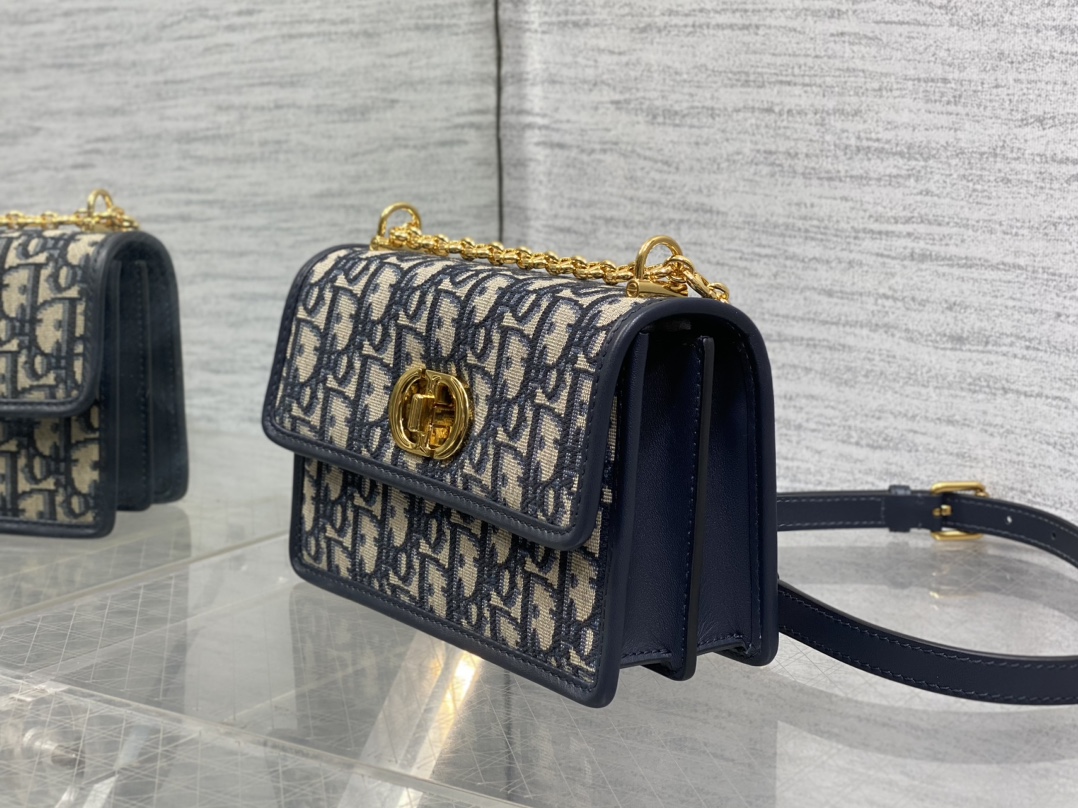 [TOP] Christian Dior Caro Mini Bag 18×12×5.5cm - Navy Blue