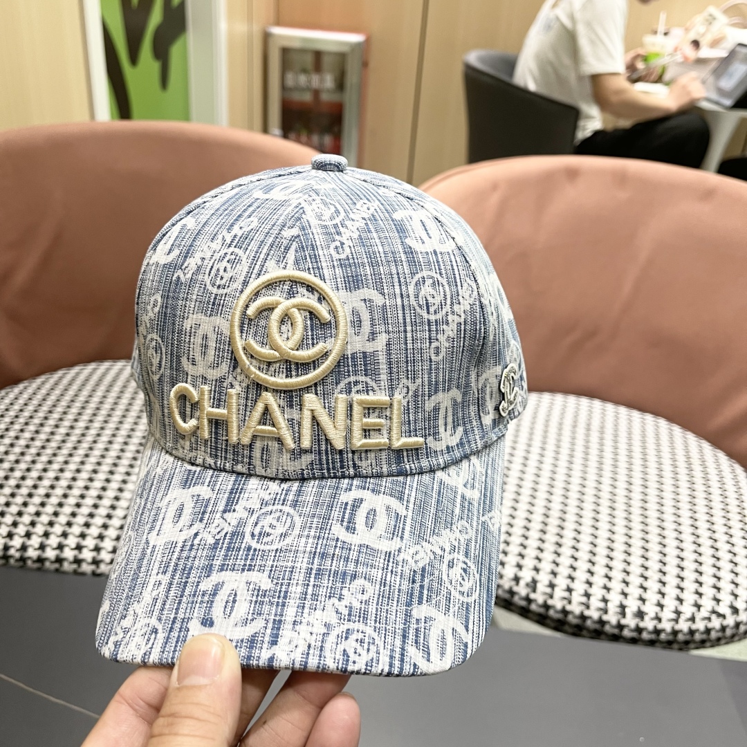 [TOP] CHANEL Cowboy Vintage Baseball Cap - Blue