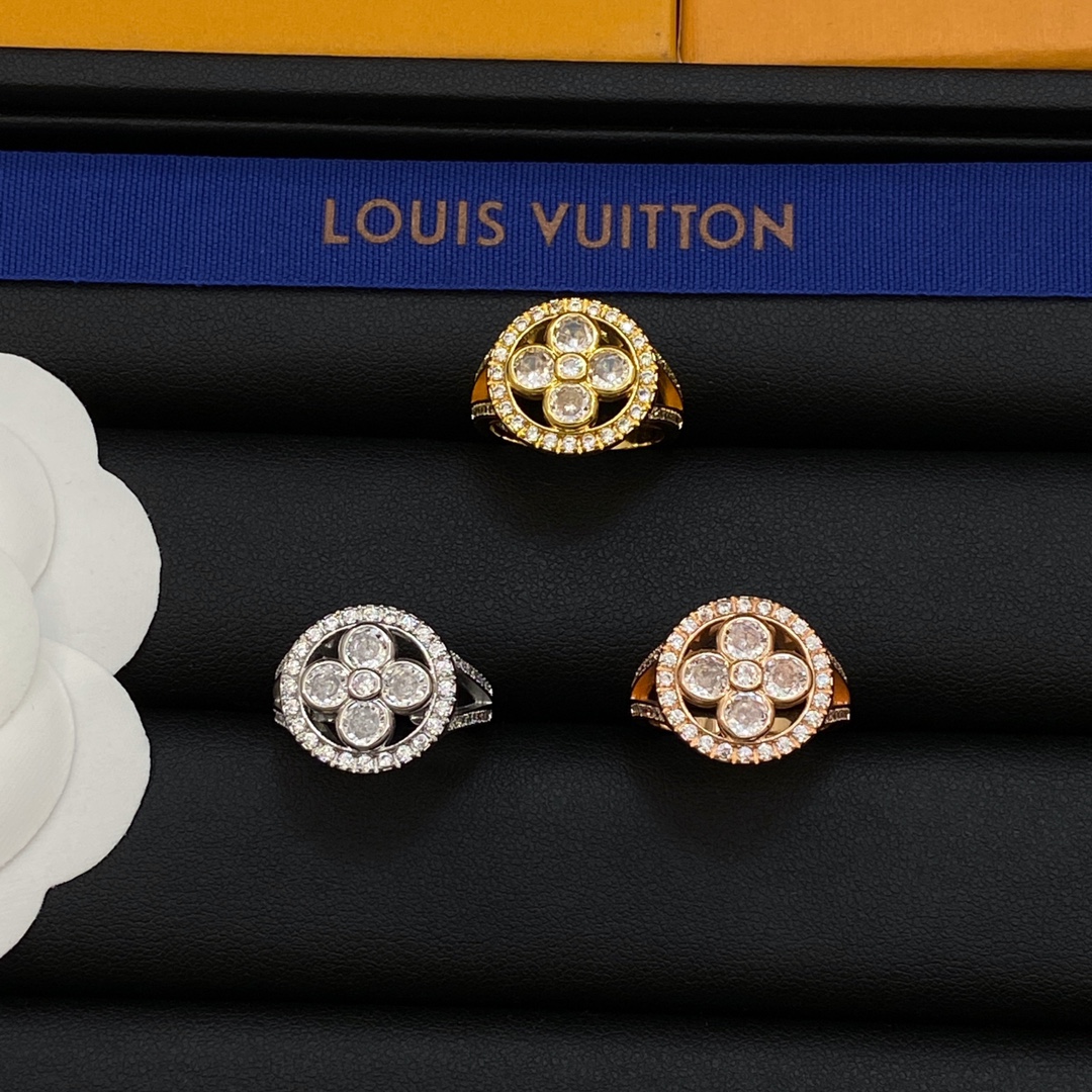 [TOP] Louis Vuitton LV Diamond Open Ring - 3 Colors