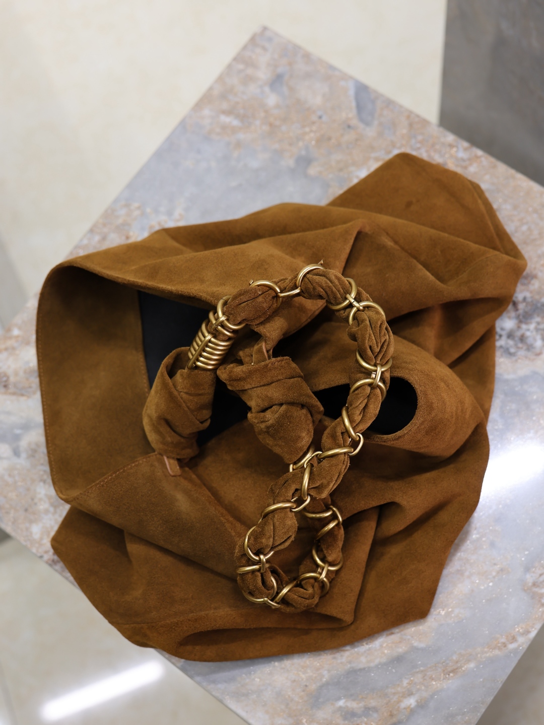 [TOP] Yves Saint Laurent YSL Suede Clutch 40×50×1cm - Brown