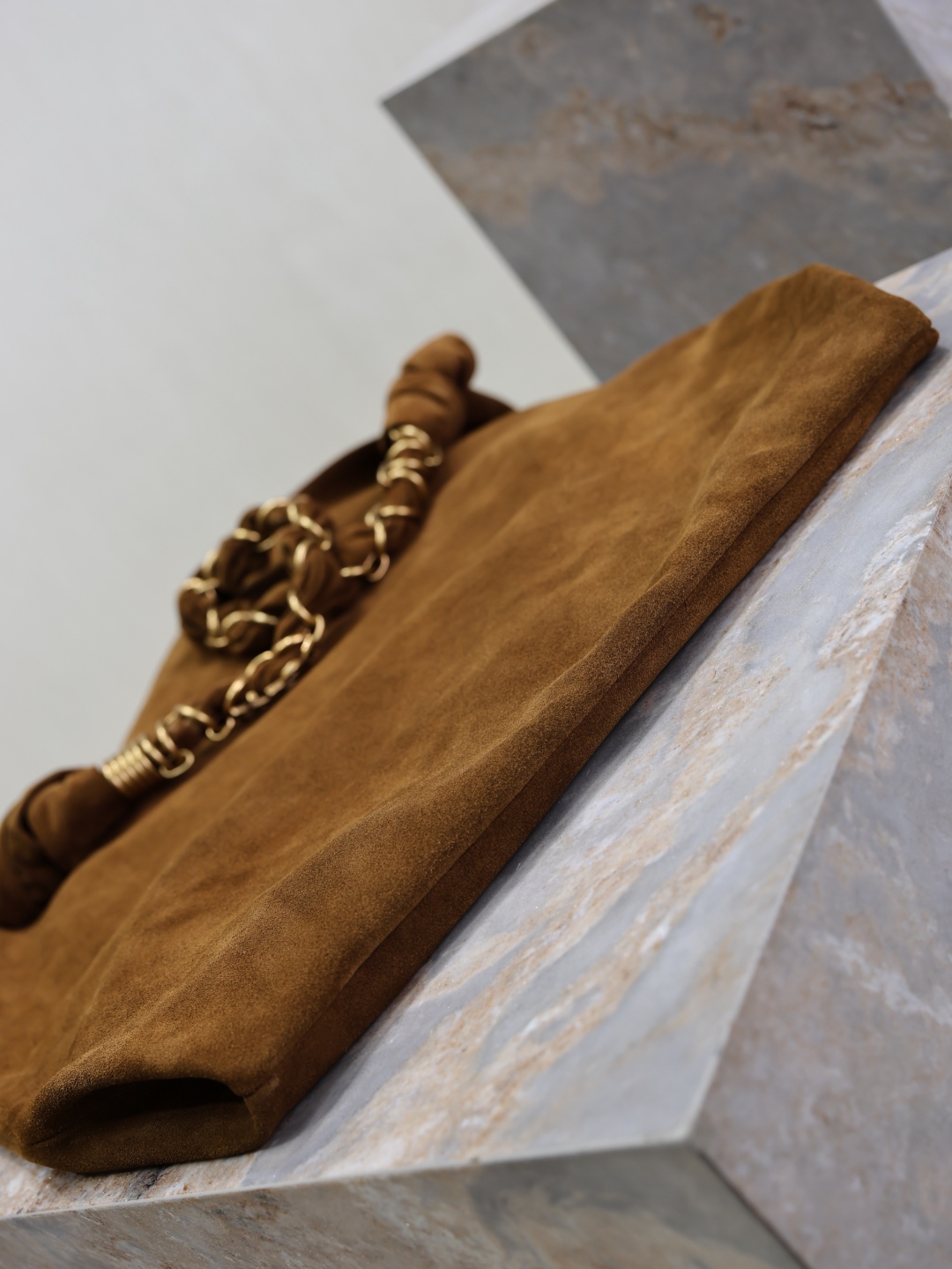 [TOP] Yves Saint Laurent YSL Suede Clutch 40×50×1cm - Brown