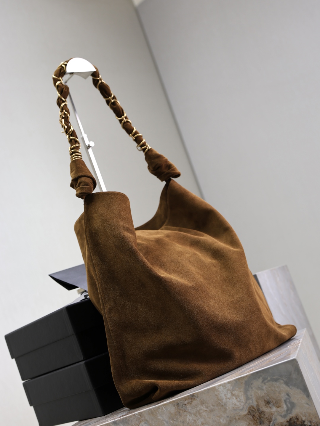 [TOP] Yves Saint Laurent YSL Suede Clutch 40×50×1cm - Brown