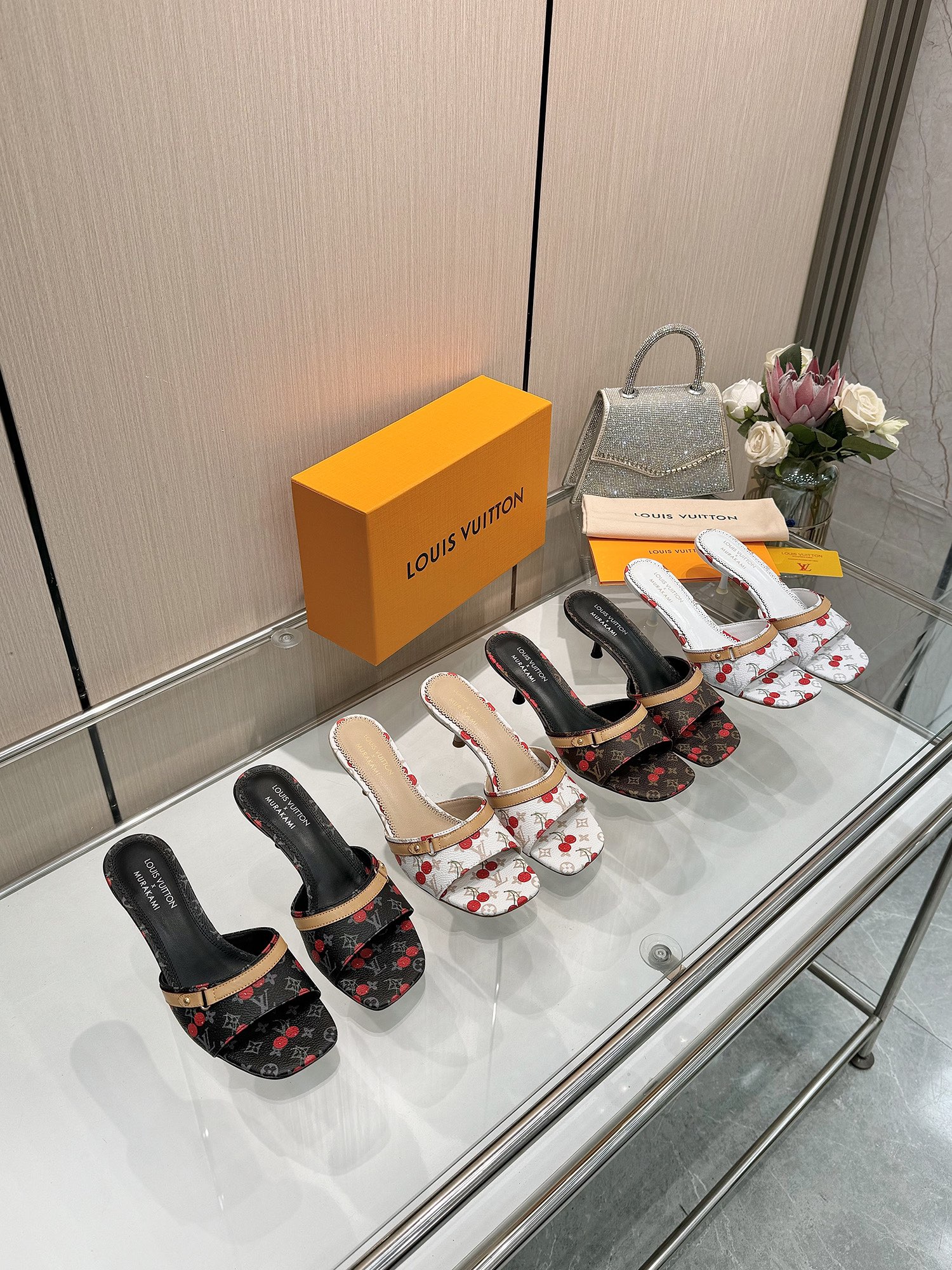 [TOP] Louis Vuitton LV Cherry Mid-Heeled Slippers - 4 Colour