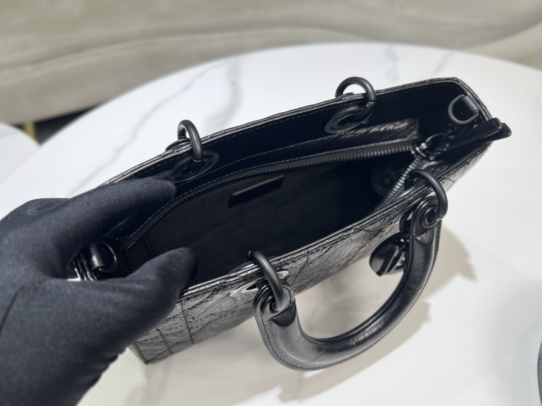 [TOP] Christian Dior Lady D-Sire Bag 26x15x8cm/30x20x13cm/35x23x15cm  - Black