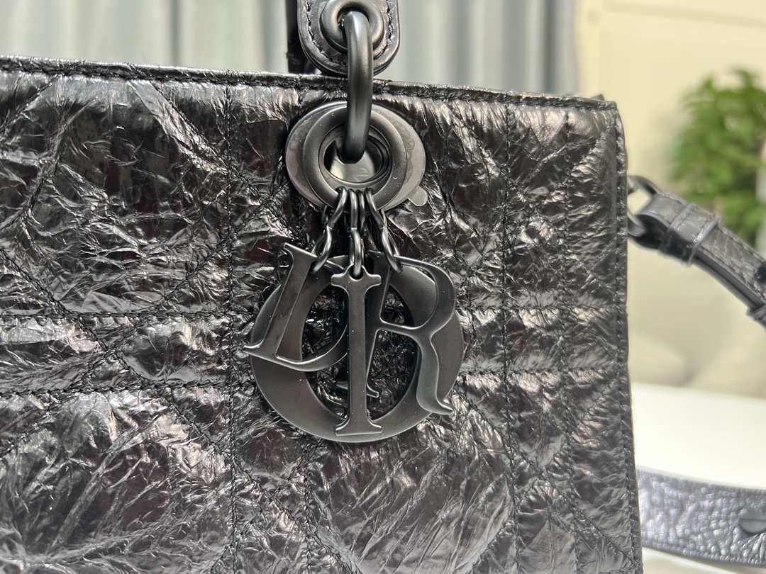 [TOP] Christian Dior Lady D-Sire Bag 26x15x8cm/30x20x13cm/35x23x15cm  - Black