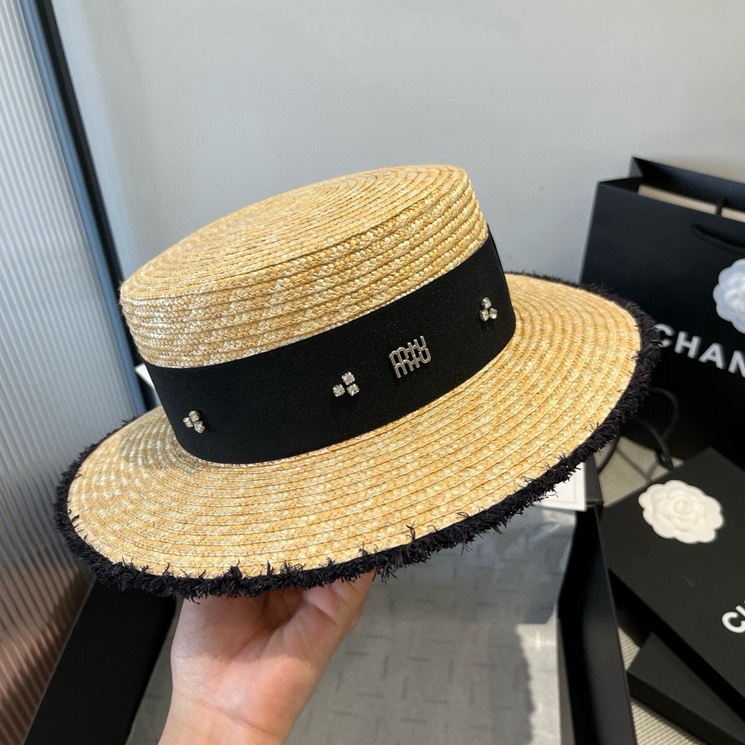 [TOP] Miu Miu Straw Hat - Beige