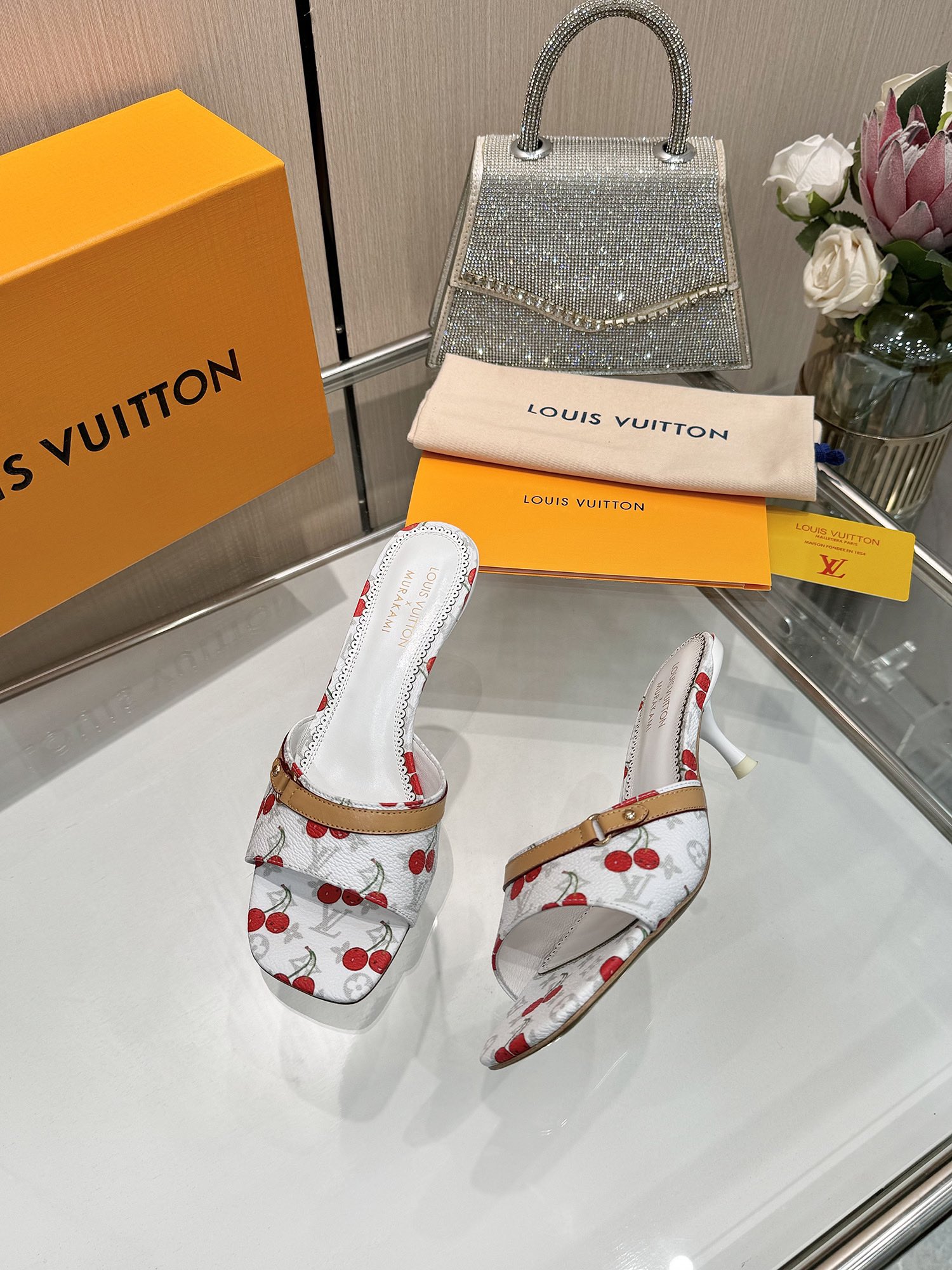 [TOP] Louis Vuitton LV Cherry Mid-Heeled Slippers - 4 Colour