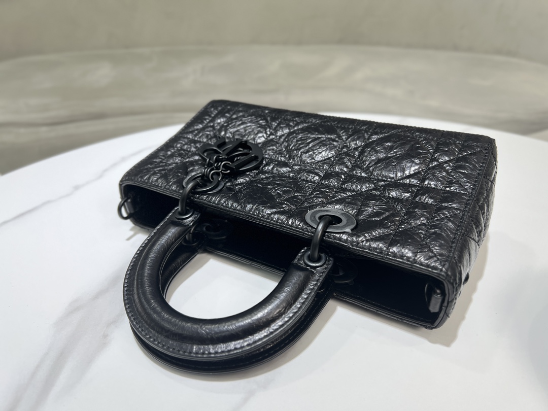 [TOP] Christian Dior Lady D-Sire Bag 26x15x8cm/30x20x13cm/35x23x15cm  - Black