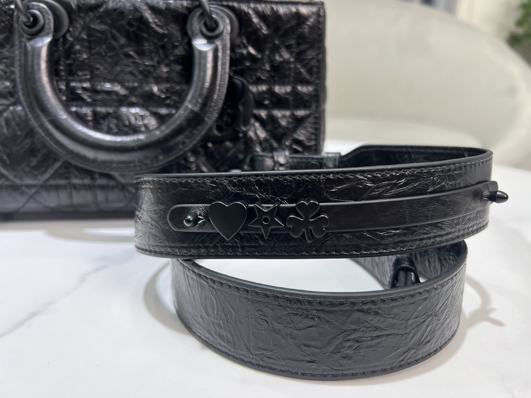 [TOP] Christian Dior Lady D-Sire Bag 26x15x8cm/30x20x13cm/35x23x15cm  - Black