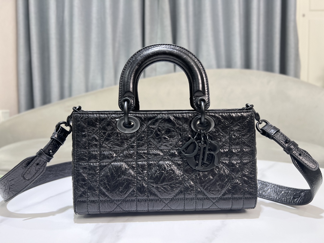 [TOP] Christian Dior Lady D-Sire Bag 26x15x8cm/30x20x13cm/35x23x15cm  - Black