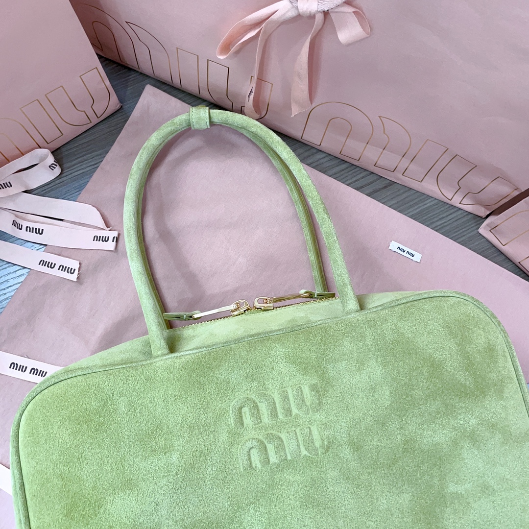 [TOP] Miu Miu Leather Handbag 34X23X12cm - Green