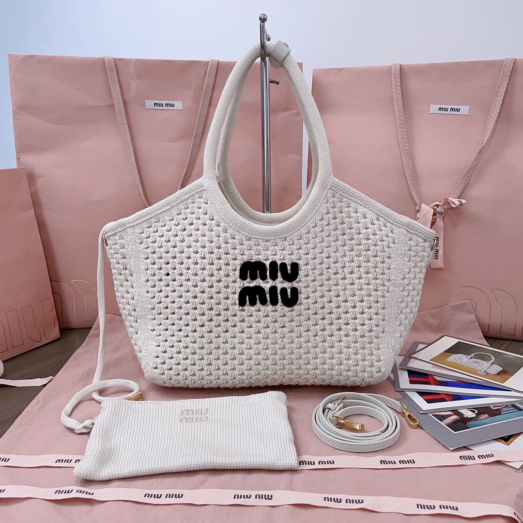 [TOP] Miu Miu Tote Bag 28X 26X12.5Cm - White