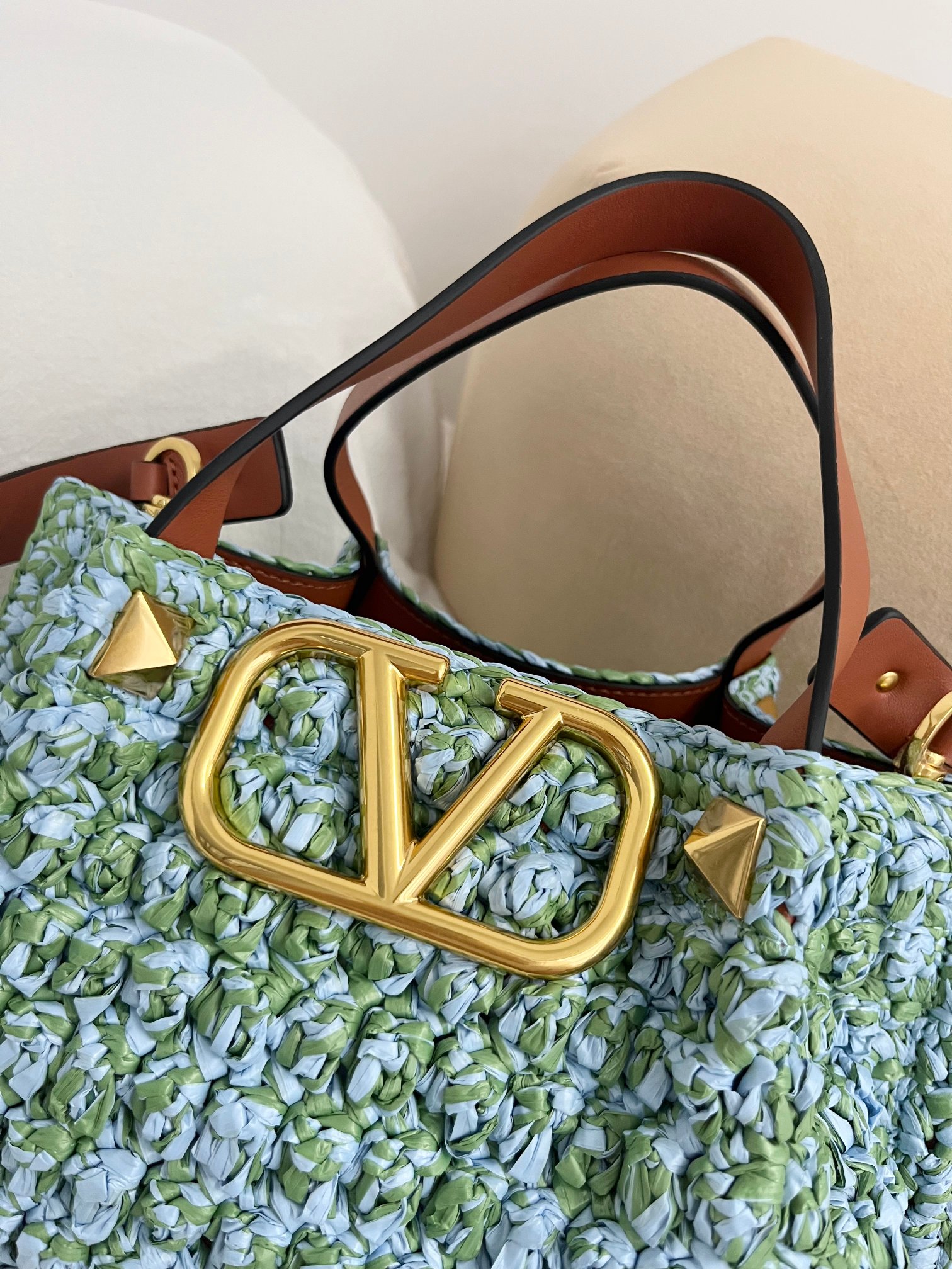 [TOP] VALENTINO Tote Bag 25cm - Green and Blue