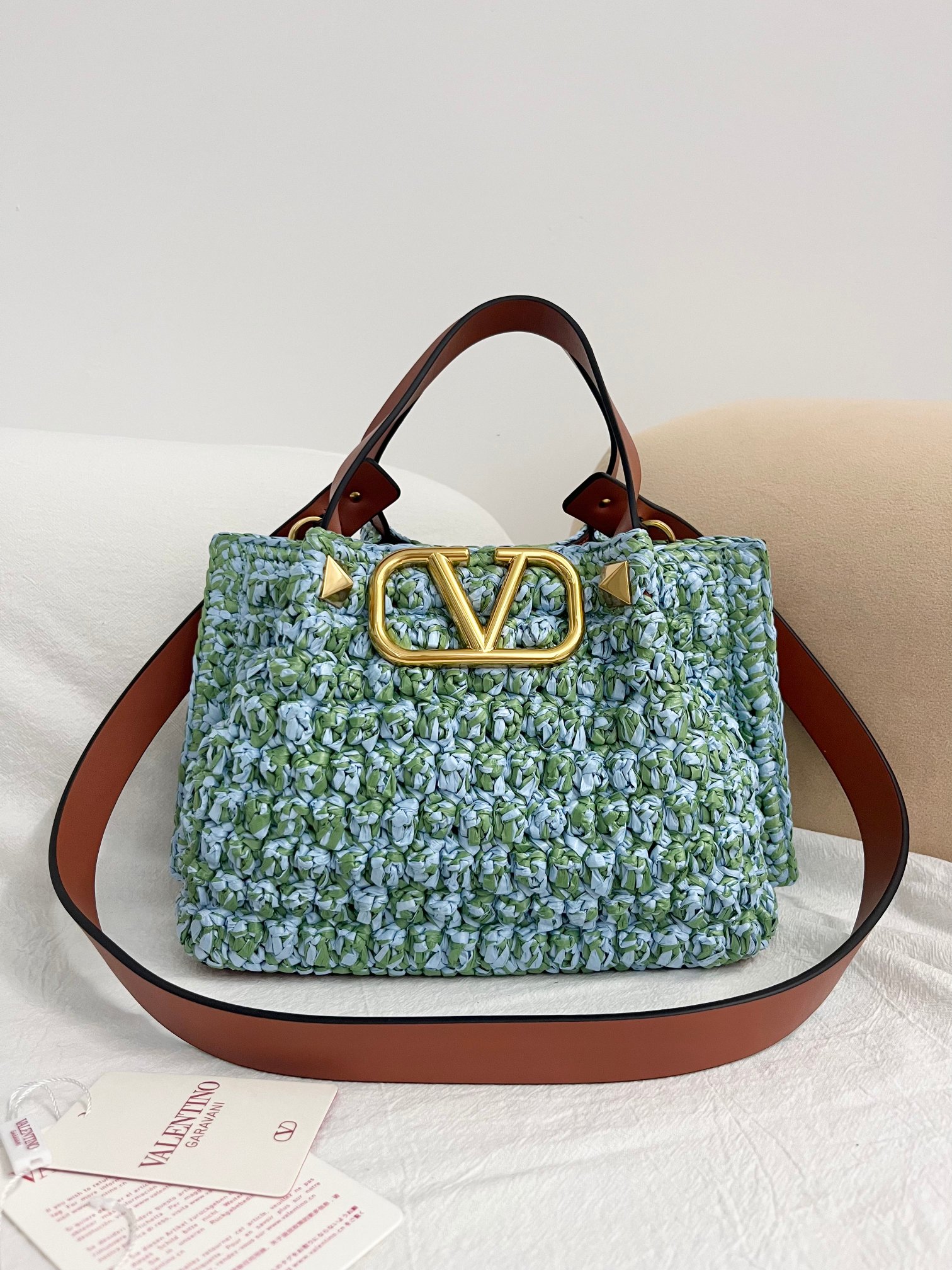 [TOP] VALENTINO Tote Bag 25cm - Green and Blue