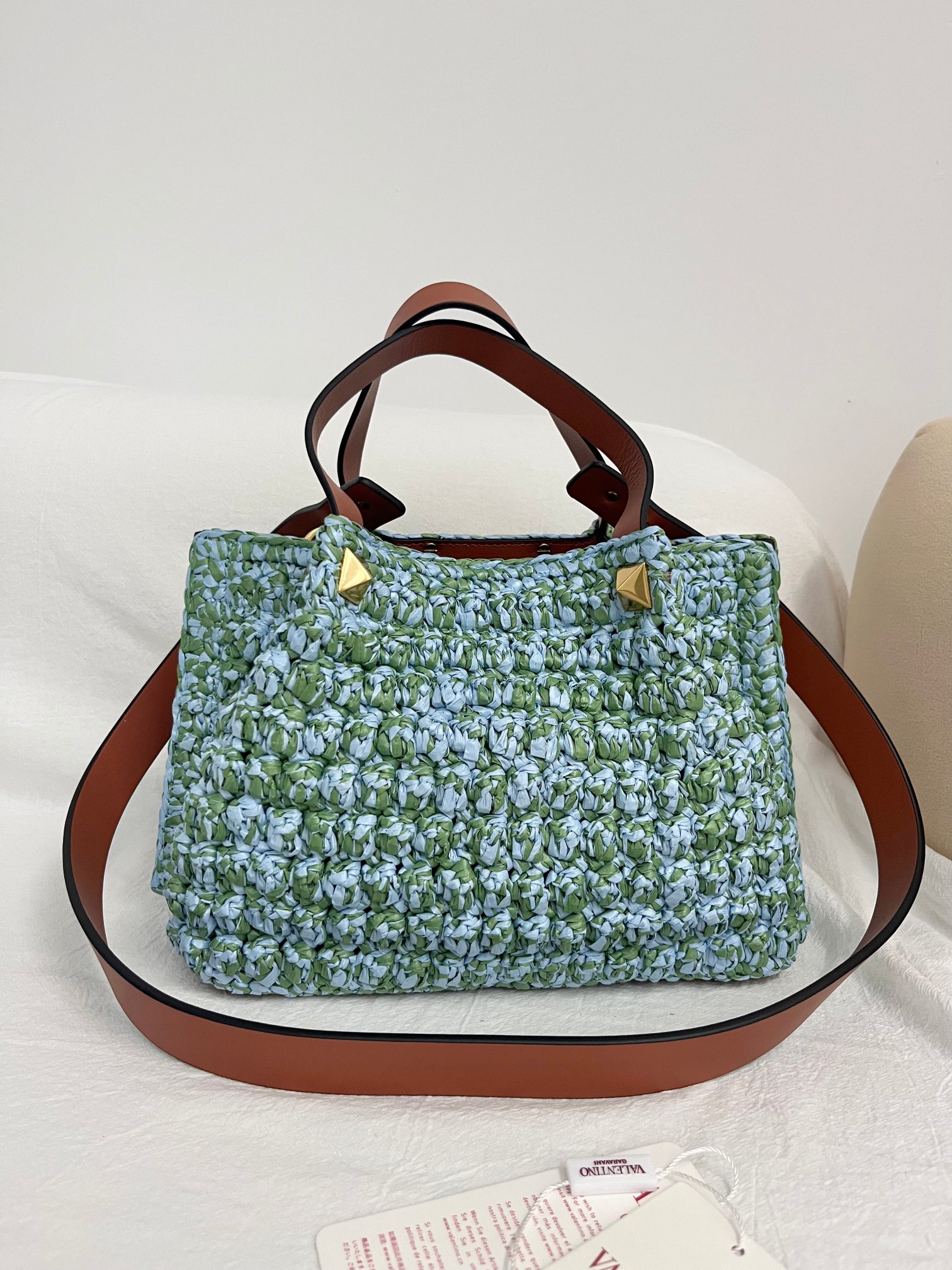 [TOP] VALENTINO Tote Bag 25cm - Green and Blue