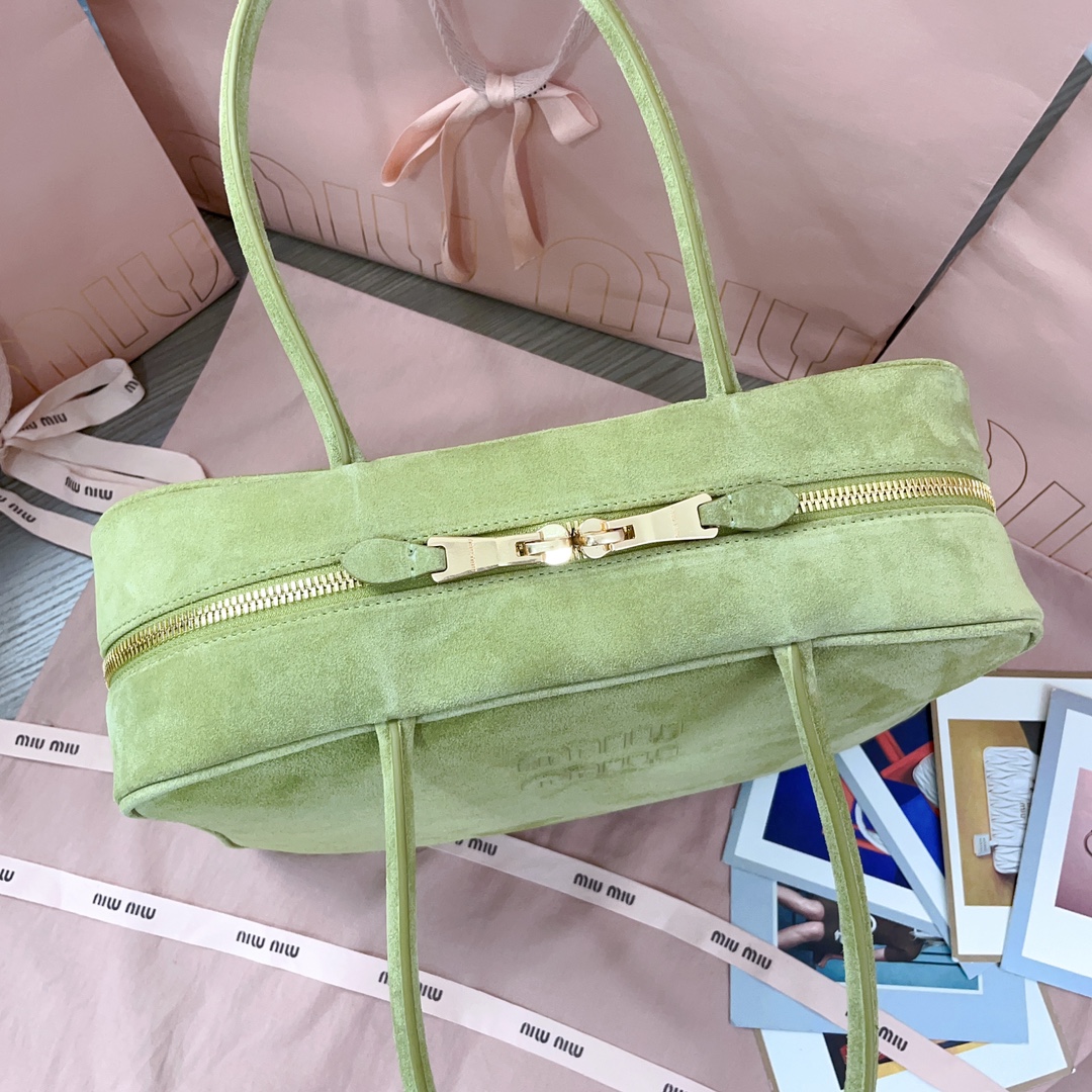 [TOP] Miu Miu Leather Handbag 34X23X12cm - Green