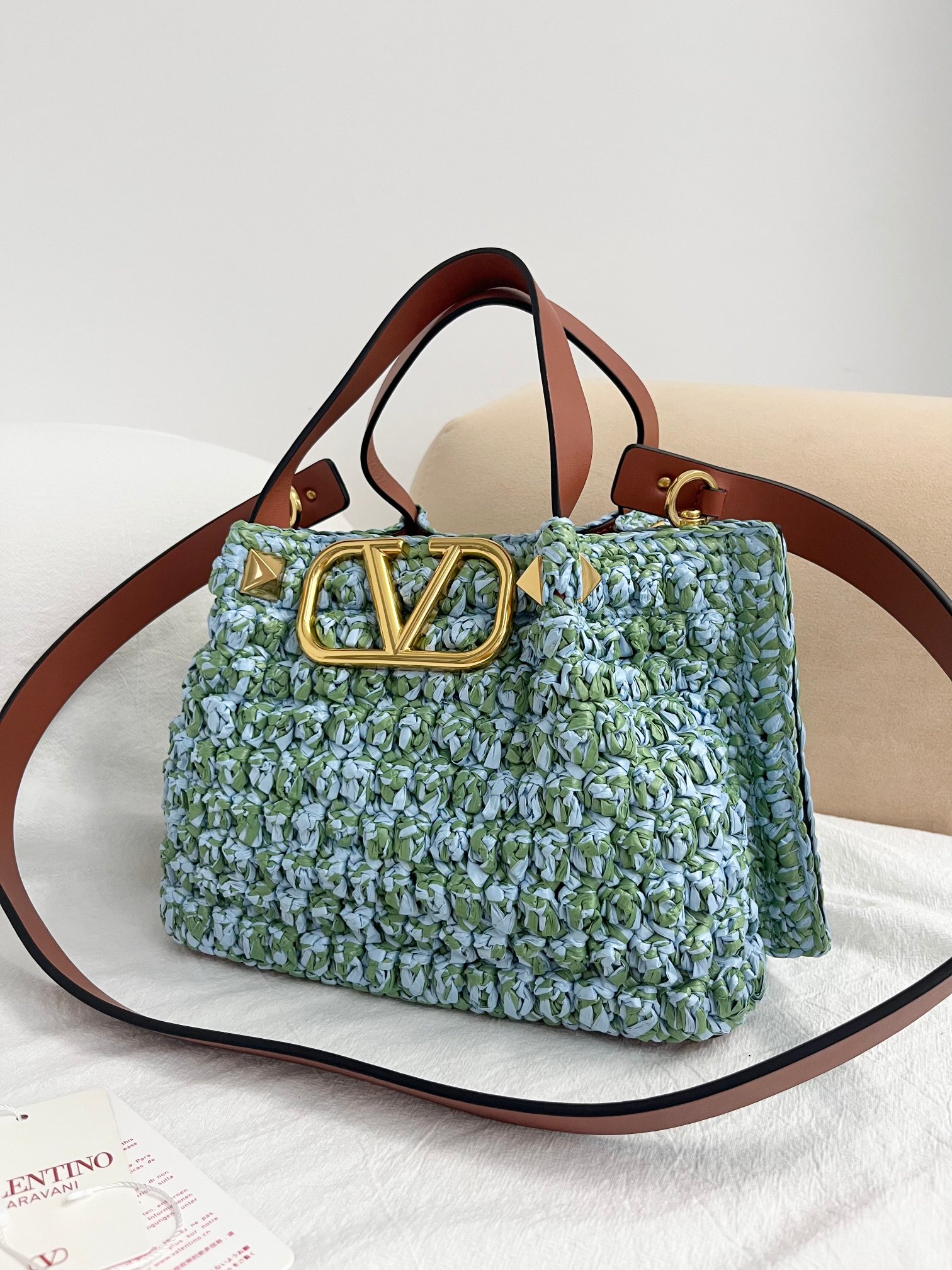 [TOP] VALENTINO Tote Bag 25cm - Green and Blue