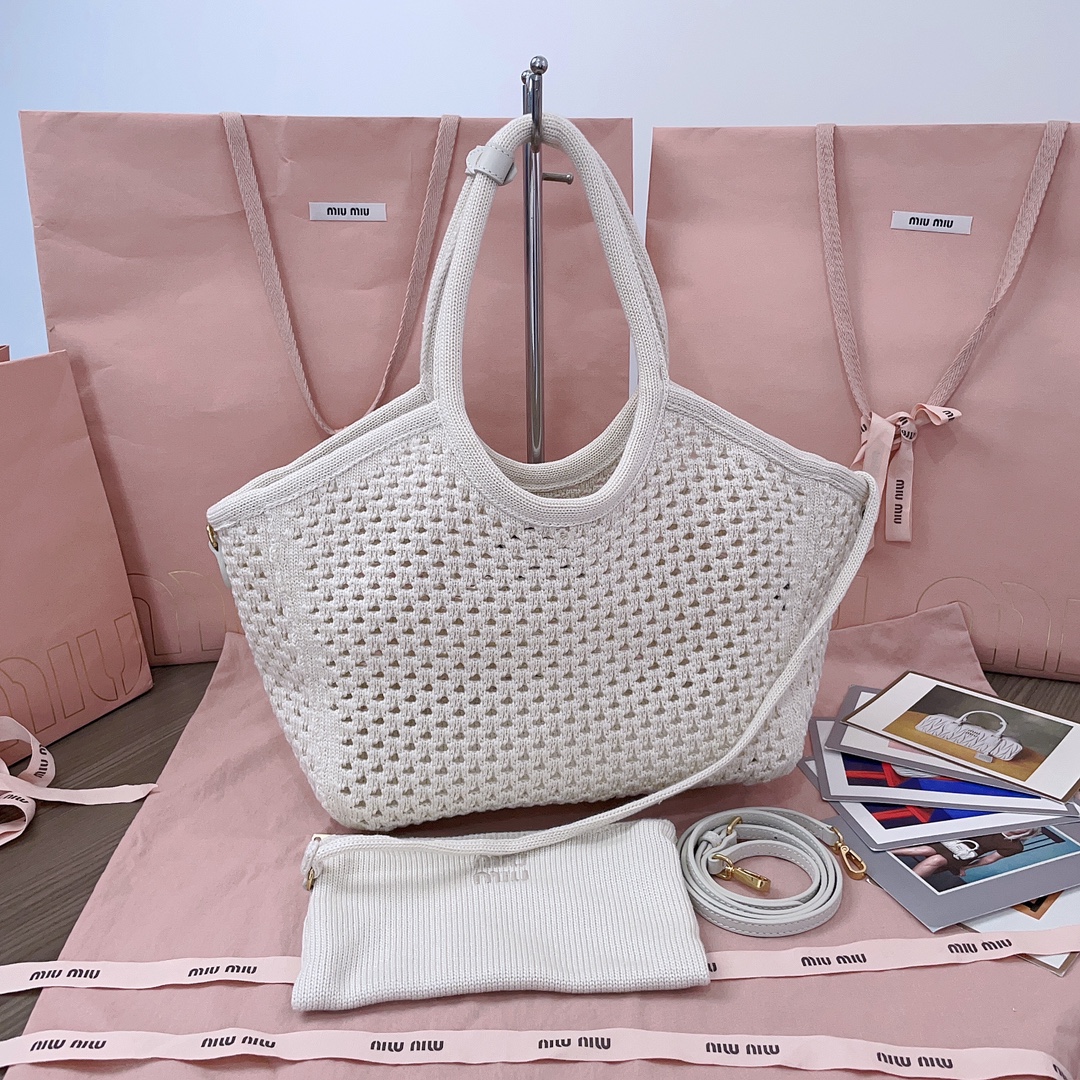 [TOP] Miu Miu Tote Bag 28X 26X12.5Cm - White