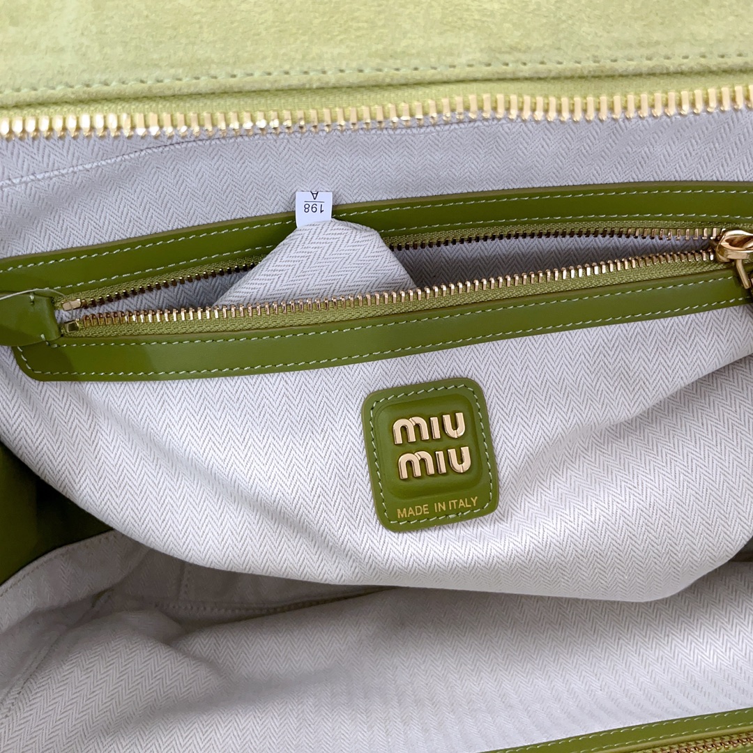 [TOP] Miu Miu Leather Handbag 34X23X12cm - Green