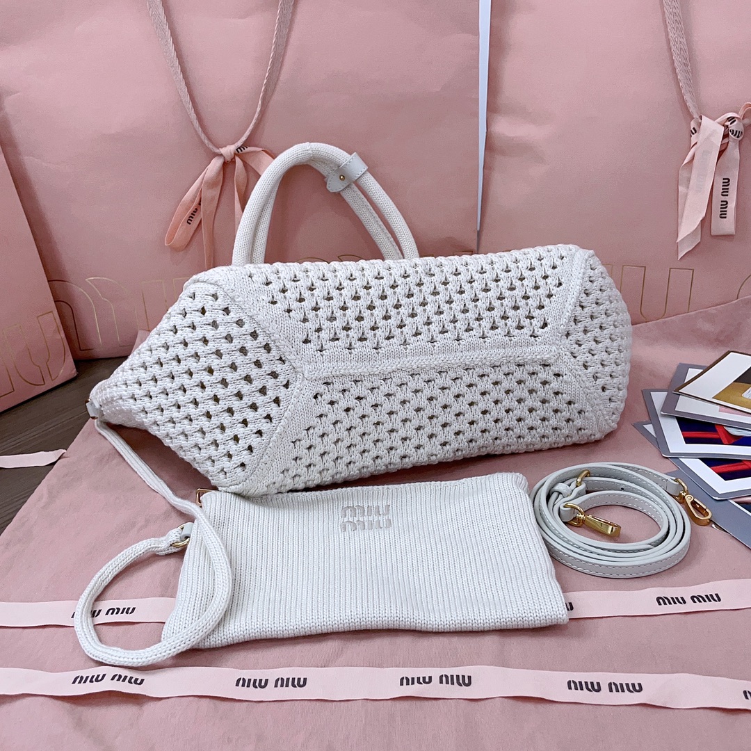 [TOP] Miu Miu Tote Bag 28X 26X12.5Cm - White