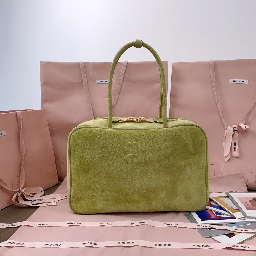 [TOP] Miu Miu Leather Handbag 34X23X12cm - Green