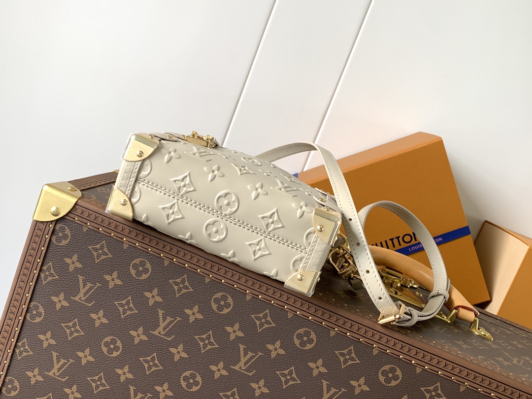 [TOP] Louis Vuitton LV Side Trunk Medium-Sized Handbag 12*7.5*19cm - Beige