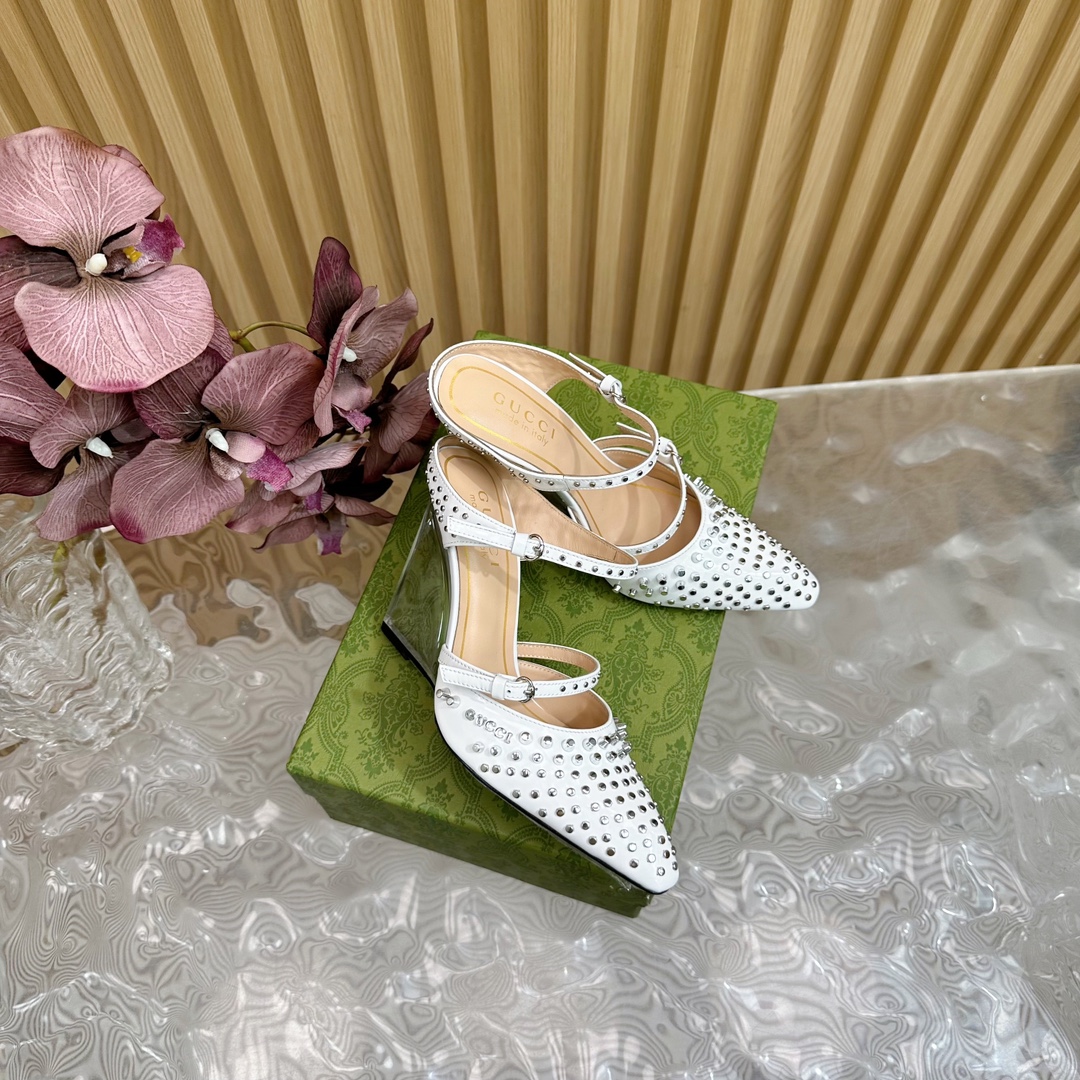 [TOP] GUCCI Mules With Transparent Wedge Heel - 5 Color