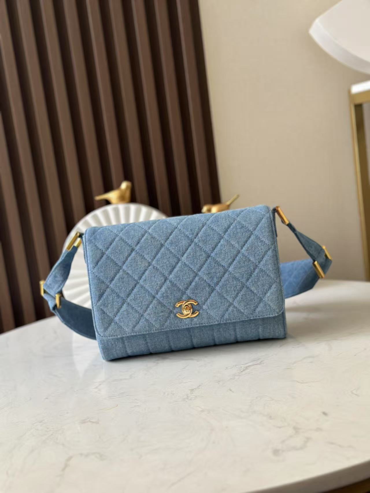[TOP] CHANEL Denim Bag  25.5×20×7cm - Blue