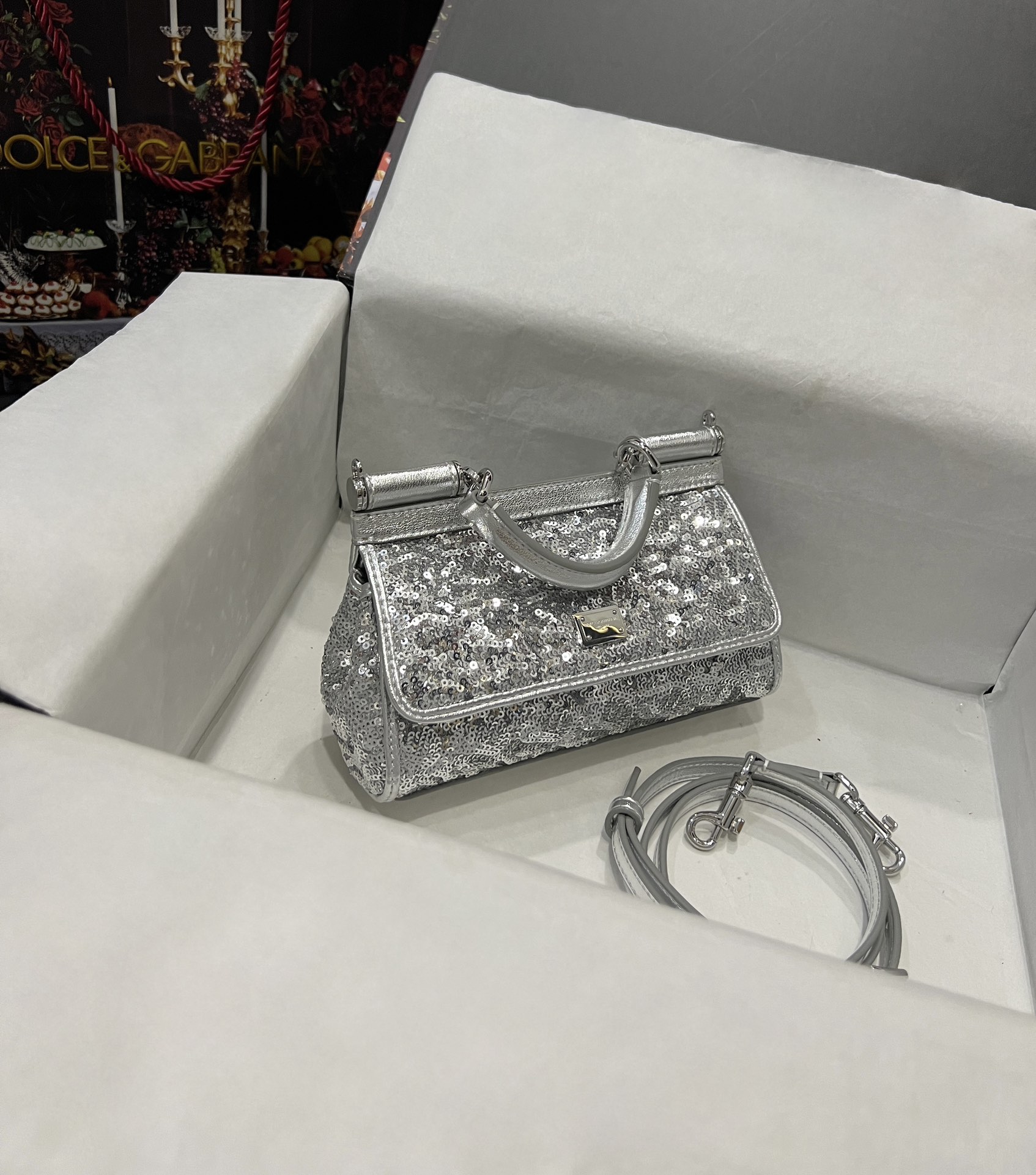 [TOP] Dolce & Gabbana D&G Sequin Sicily Bags 18x11x6cm/20x16x8cm - 3 Colors