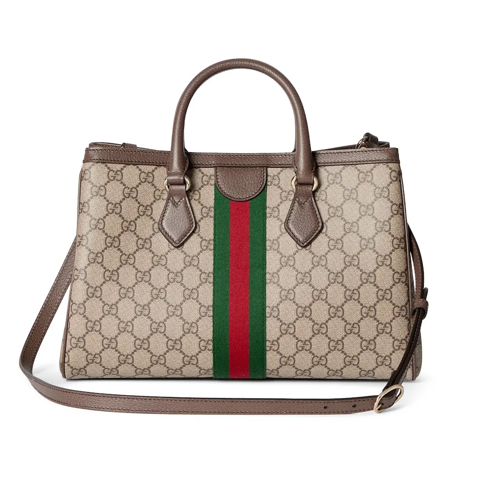 [TOP] GUCCI Ophidia  Monogram Tote Bag 33.5 x 25 x 14 cm/25.5 x 18 x 10.5 cm - Brown