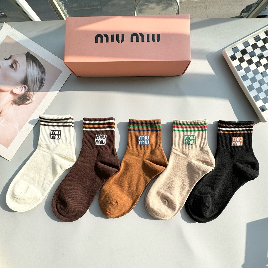 [TOP] Miu Miu Socks - 5 Pieces as a Set