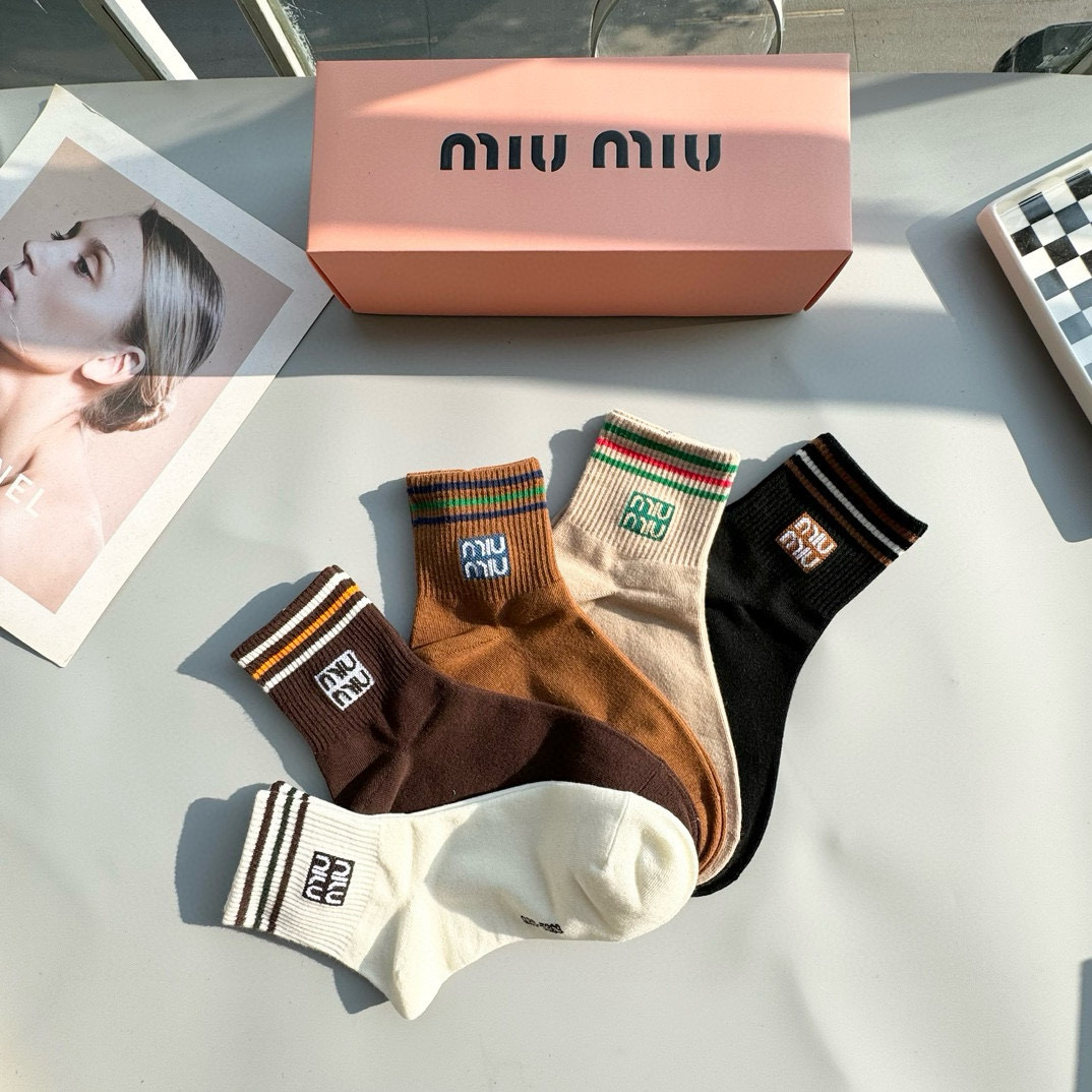 [TOP] Miu Miu Socks - 5 Pieces as a Set