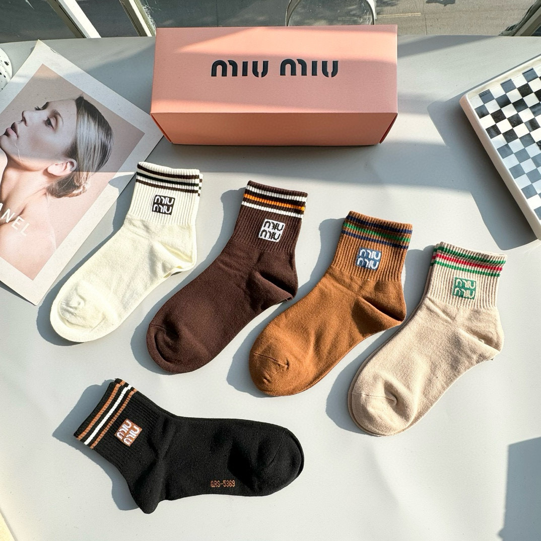 [TOP] Miu Miu Socks - 5 Pieces as a Set